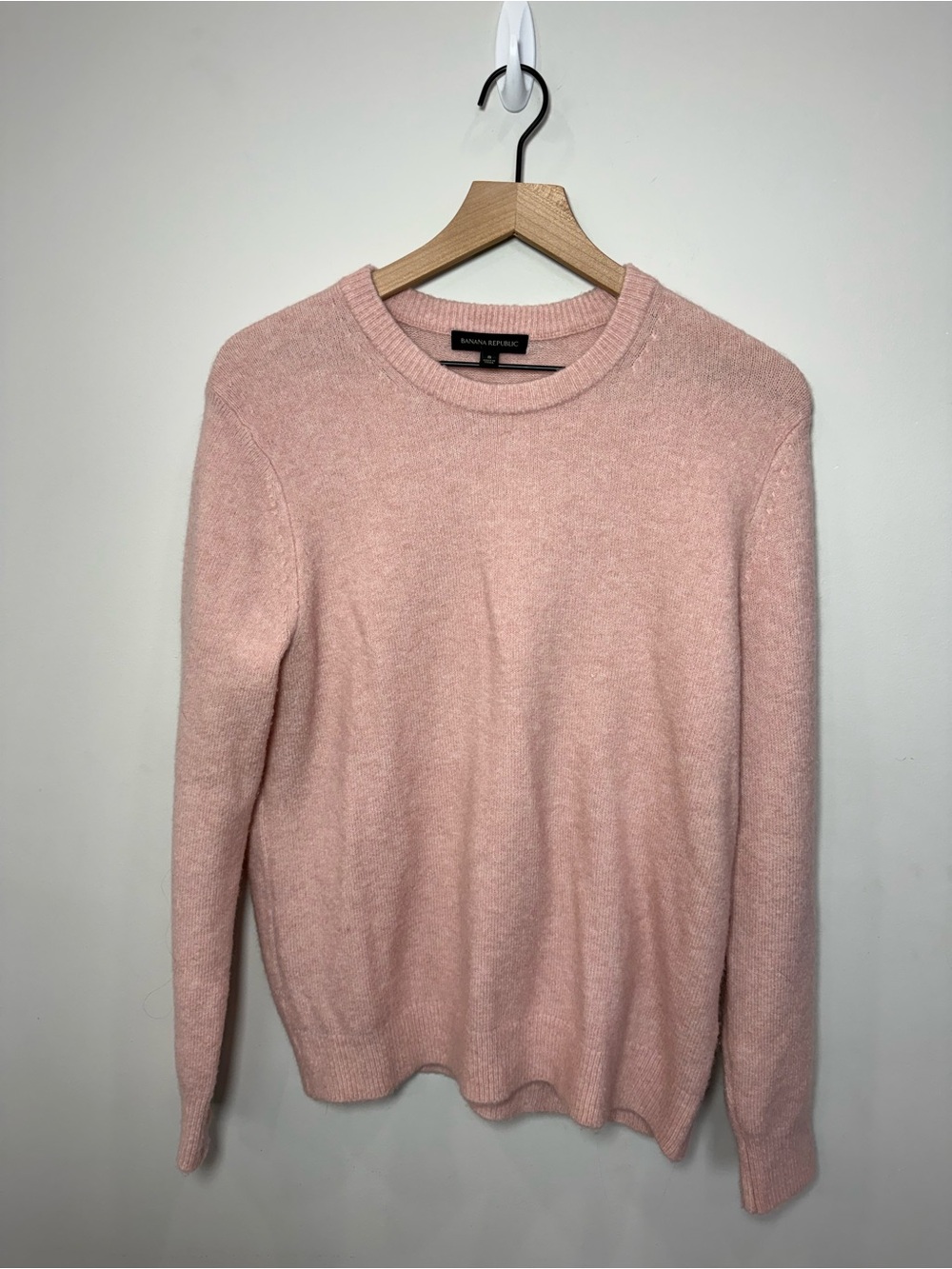 Banana Republic Fluffy Crew Pink Blush Mohair Wool Sweater Size S